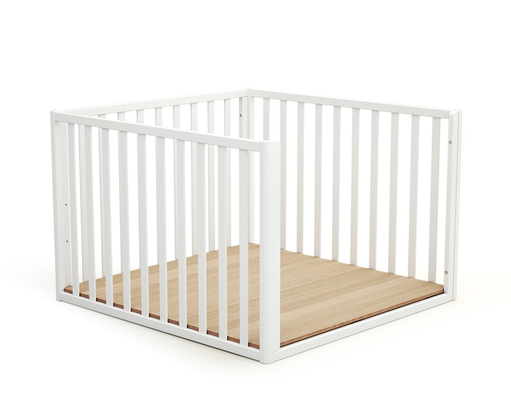 Umwandelbarer Laufstall Baby Holz Weiß 100 x 100 cm - Maisons Du