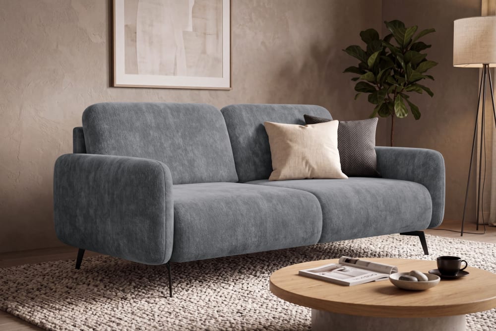 Sofa 3-Sitzer, grauer Chenille-Stoff - Maisons Du Monde