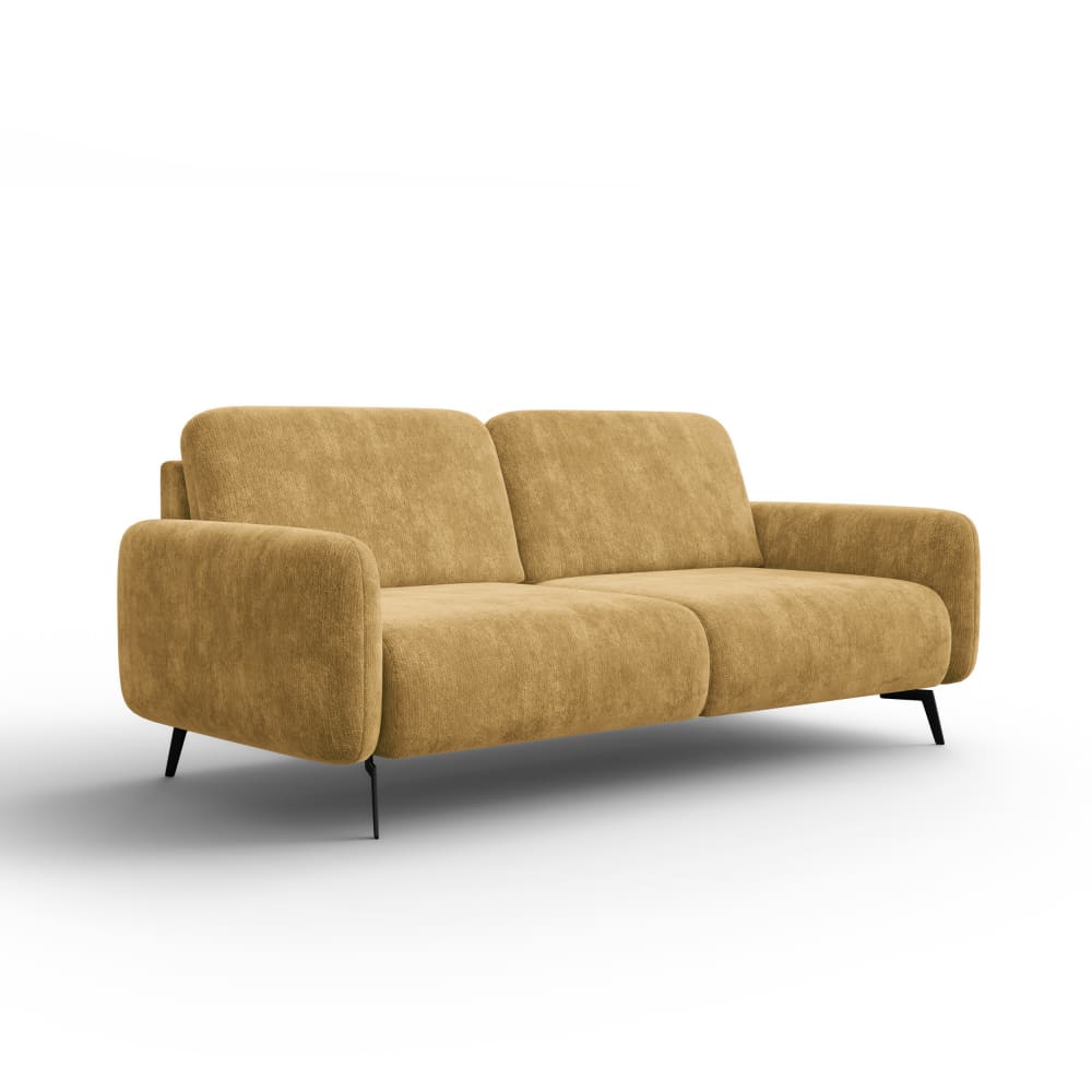 Courtois Laville Sofa 3-Sitzer, safranfarbener Chenille-Stoff style industrial Gelb Holz
