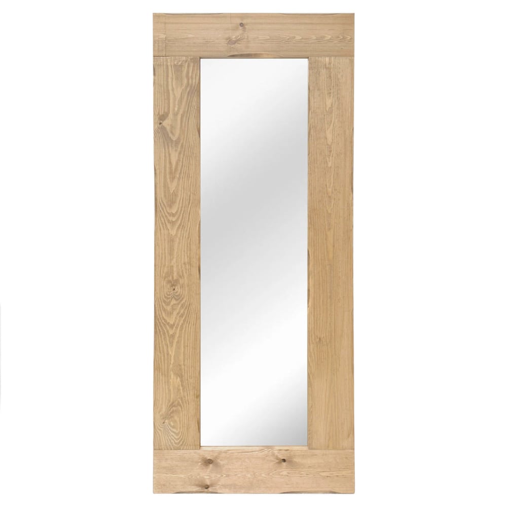 NATYAL Großer rechteckiger rustikaler Spiegel aus Holz in hellem Ton 165x65cm style seaside Beige Holz