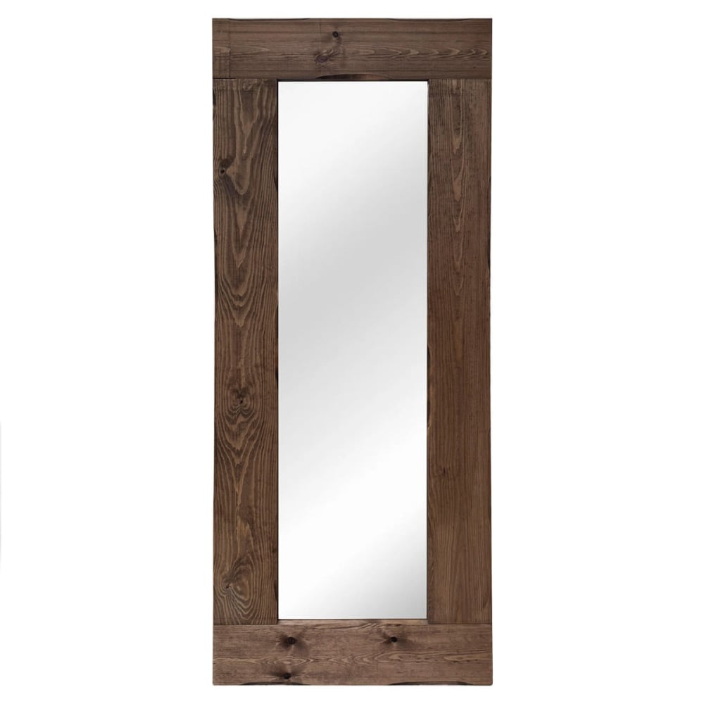 NATYAL Großer rechteckiger rustikaler Spiegel aus Massivholz dunkel 165x65cm style seaside Braun