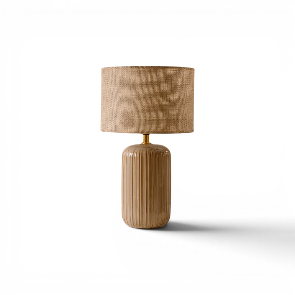 Indore Home Tischlampe 39 x 23 cm, Beige Beige Keramik