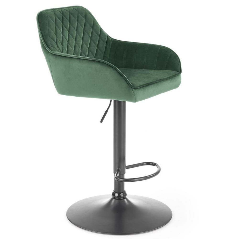 Chaise de bar ajustable en hauteur en velours de polyester vert Chaise de bar ajustable en hauteur en velours de polyester vert