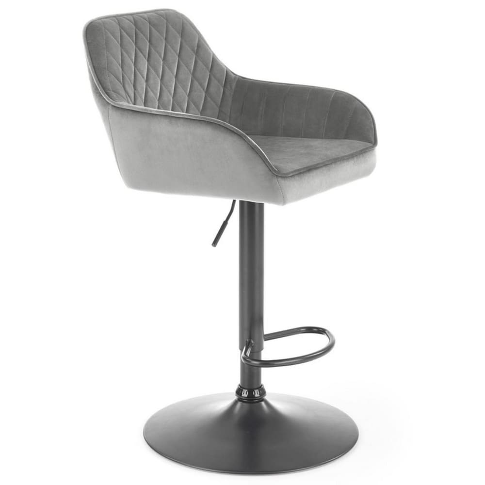 Chaise de bar ajustable en hauteur en velours de polyester gris Chaise de bar ajustable en hauteur en velours de polyester gris