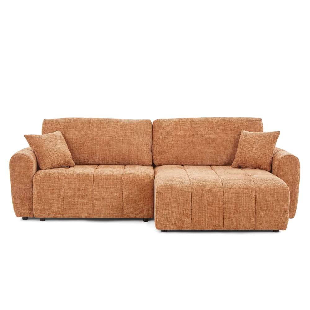 Canapé d'angle convertible en tissu 4 places terracotta Canapé d'angle convertible en tissu 4 places terracotta