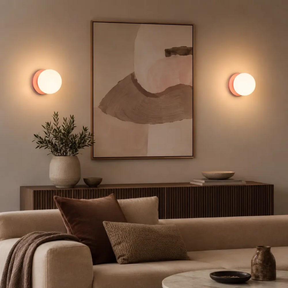 Applique murale mate métal rose et verre blanc d15 cm — vue 4