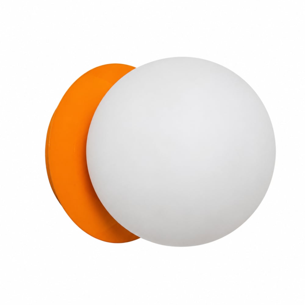 Applique murale mate métal orange et verre blanc d15 cm
