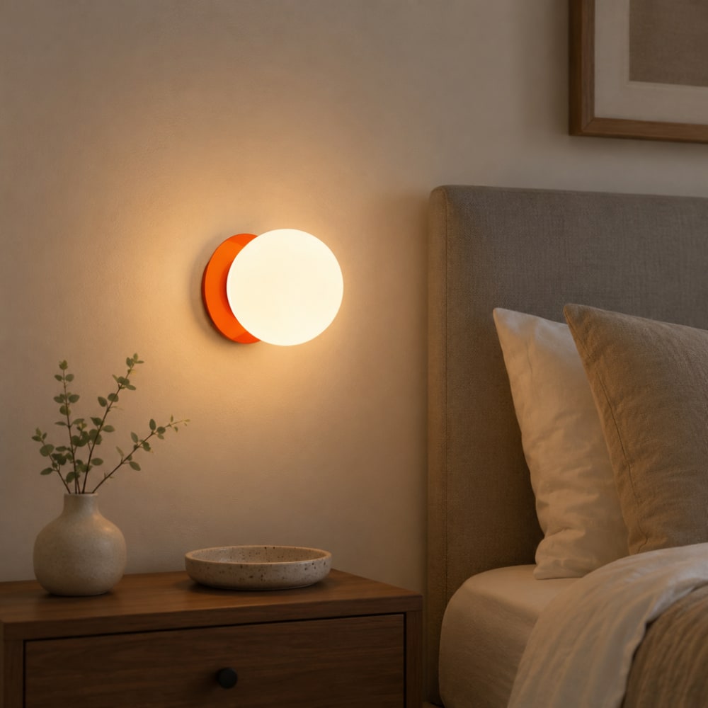 Applique murale mate métal orange et verre blanc d15 cm — vue 4