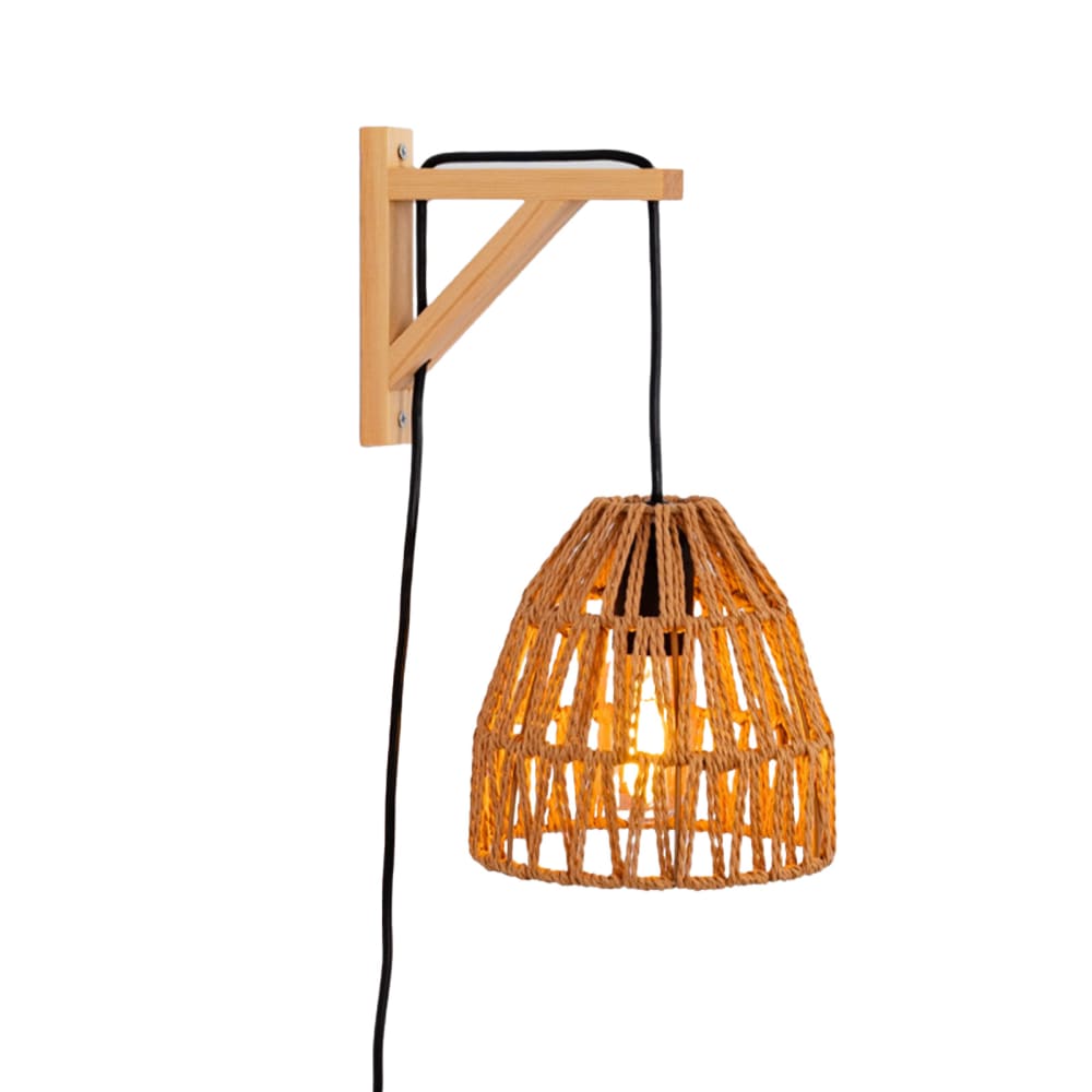 Applique murale tressée en bois et corde naturelle d17 cm