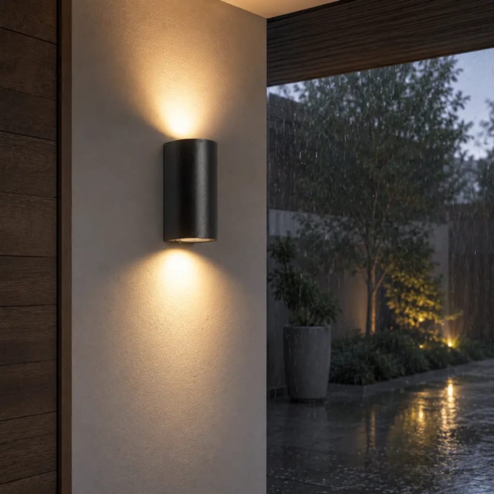 Halbrunde Außenwandleuchte aus schwarzem Aluminium, 15 cm -