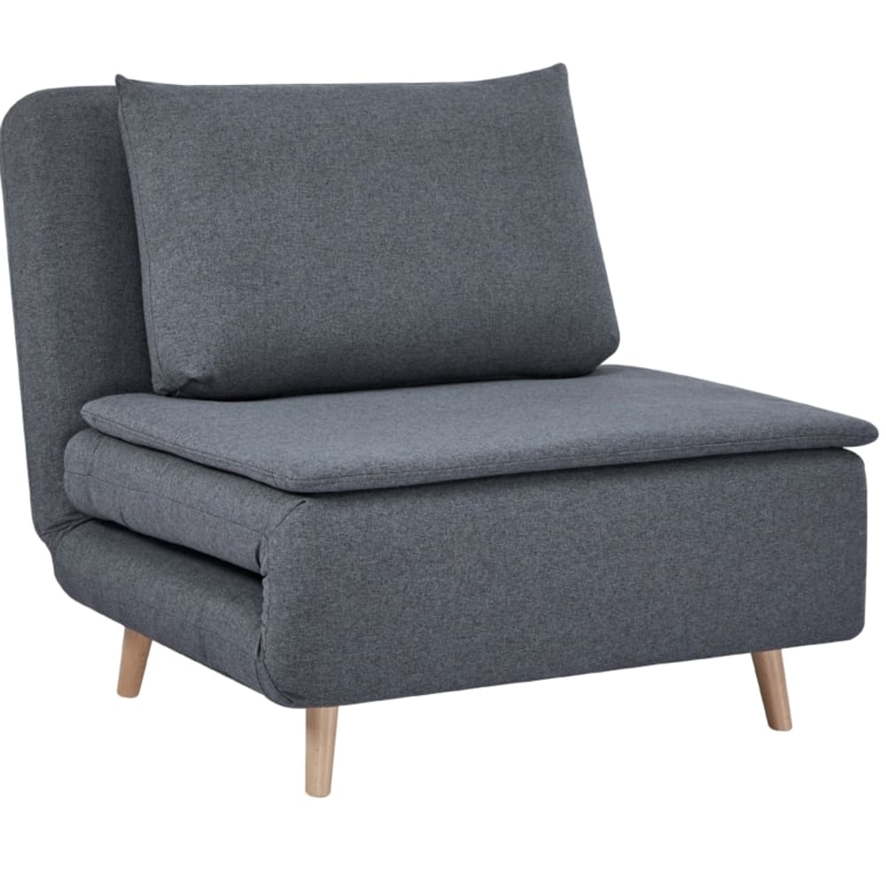 Fauteuil convertible 1 place en polyester gris 191x95 cm