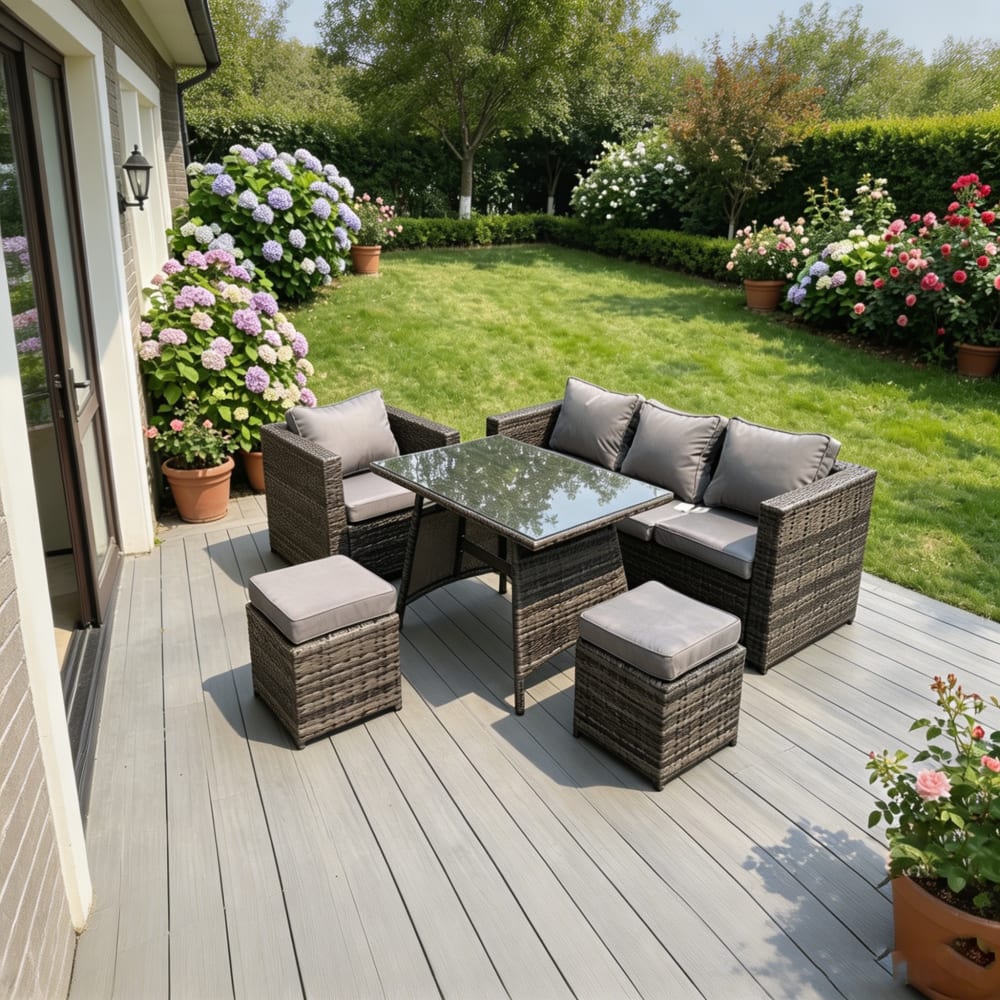 Rattan Sofa Set Esstisch Sessel Hocker 6 Sitz - Maisons Du Monde