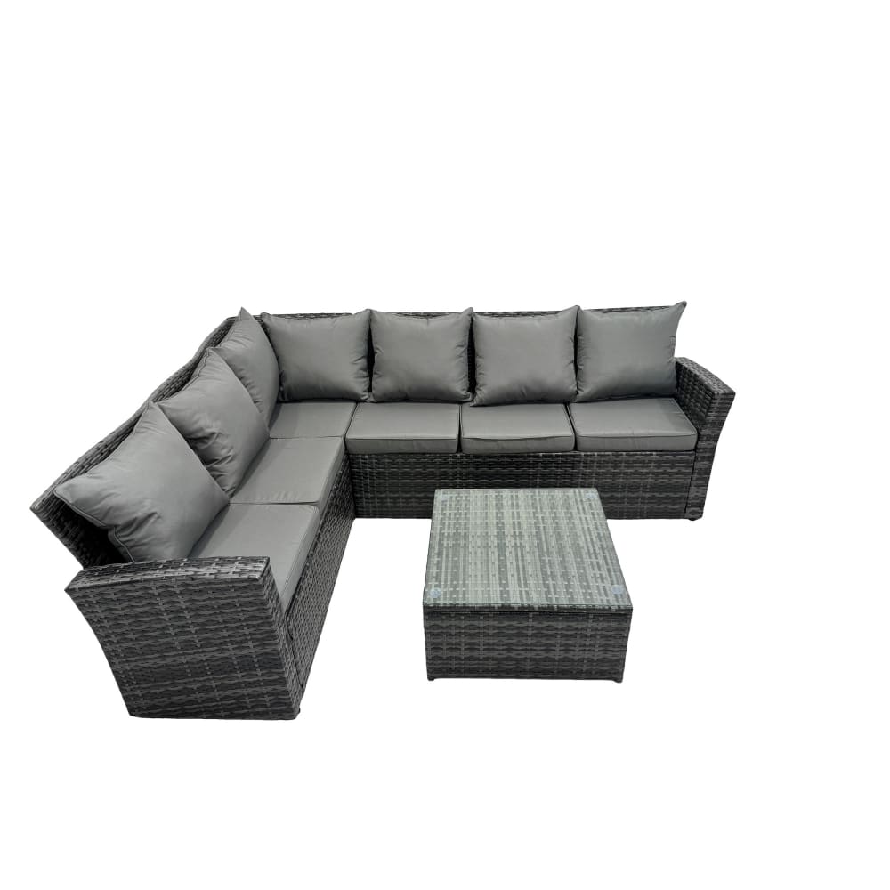 Fimous Rattan Ecksofa Gartenmöbel Set Couchtisch links Dunkelgrau style modern - Rattan