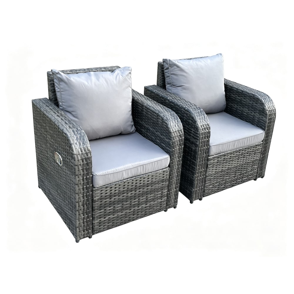 Fimous Rattan Garten Sitzgruppe Sofa Tisch Hocker Armstuhl Grau Rattan