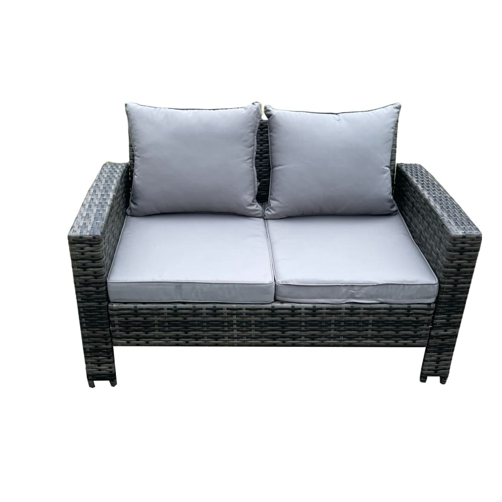 Fimous Rattan Hochlehner 2-Sitzer Sofa mit Kissen style modern Grau Rattan