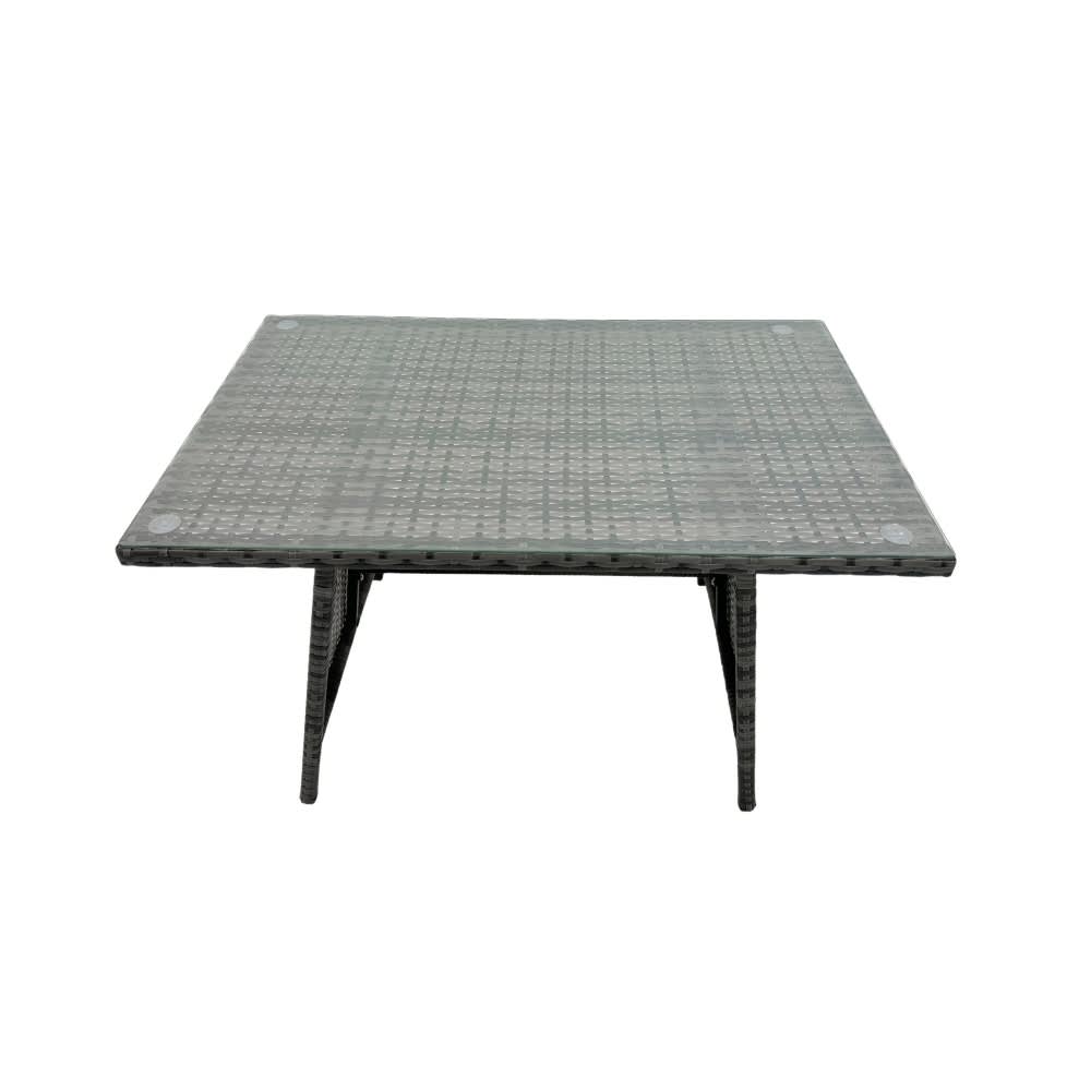 Fimous Rattan Esstisch mit Klarglas Dunkelgrau style classic chic - Rattan