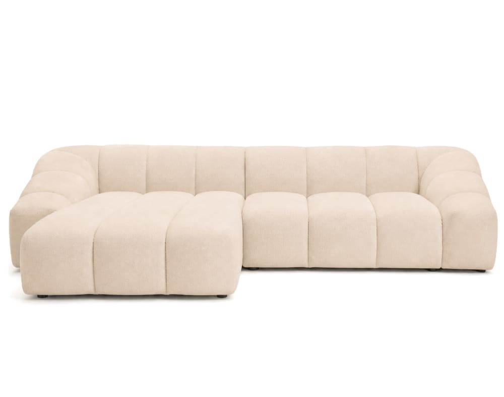 Canapé d'angle réversible 4 places en velours texturé beige