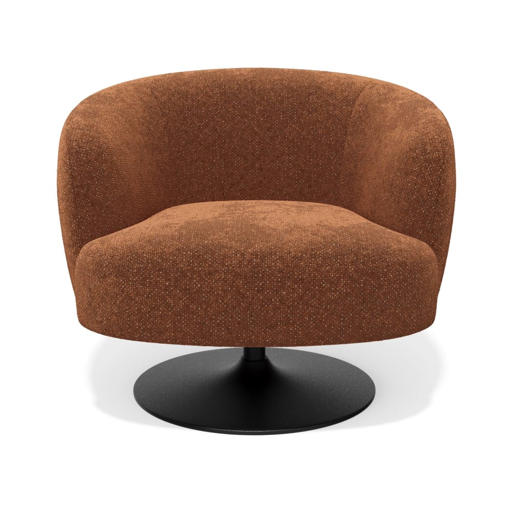 Fauteuil de salon pivotant en velours texturé terracotta Fauteuil de salon pivotant en velours texturé terracotta