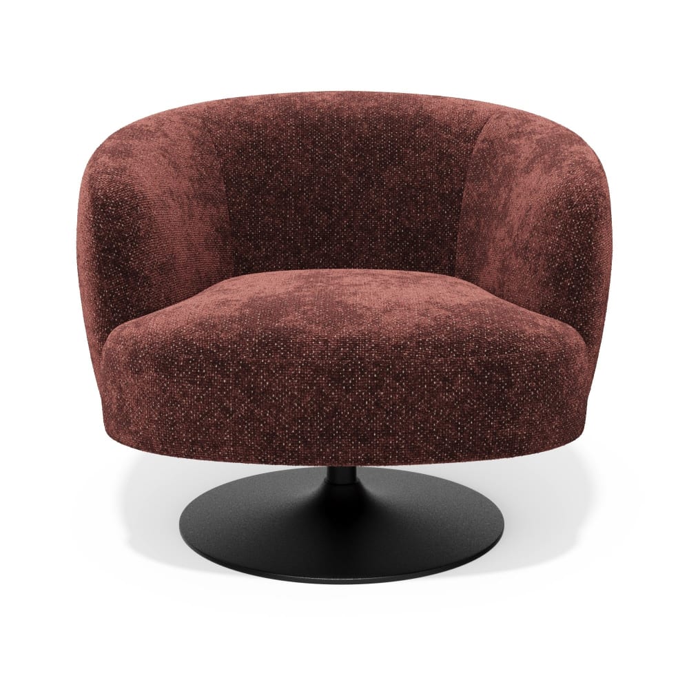Fauteuil de salon pivotant en velours texturé bordeaux Fauteuil de salon pivotant en velours texturé bordeaux