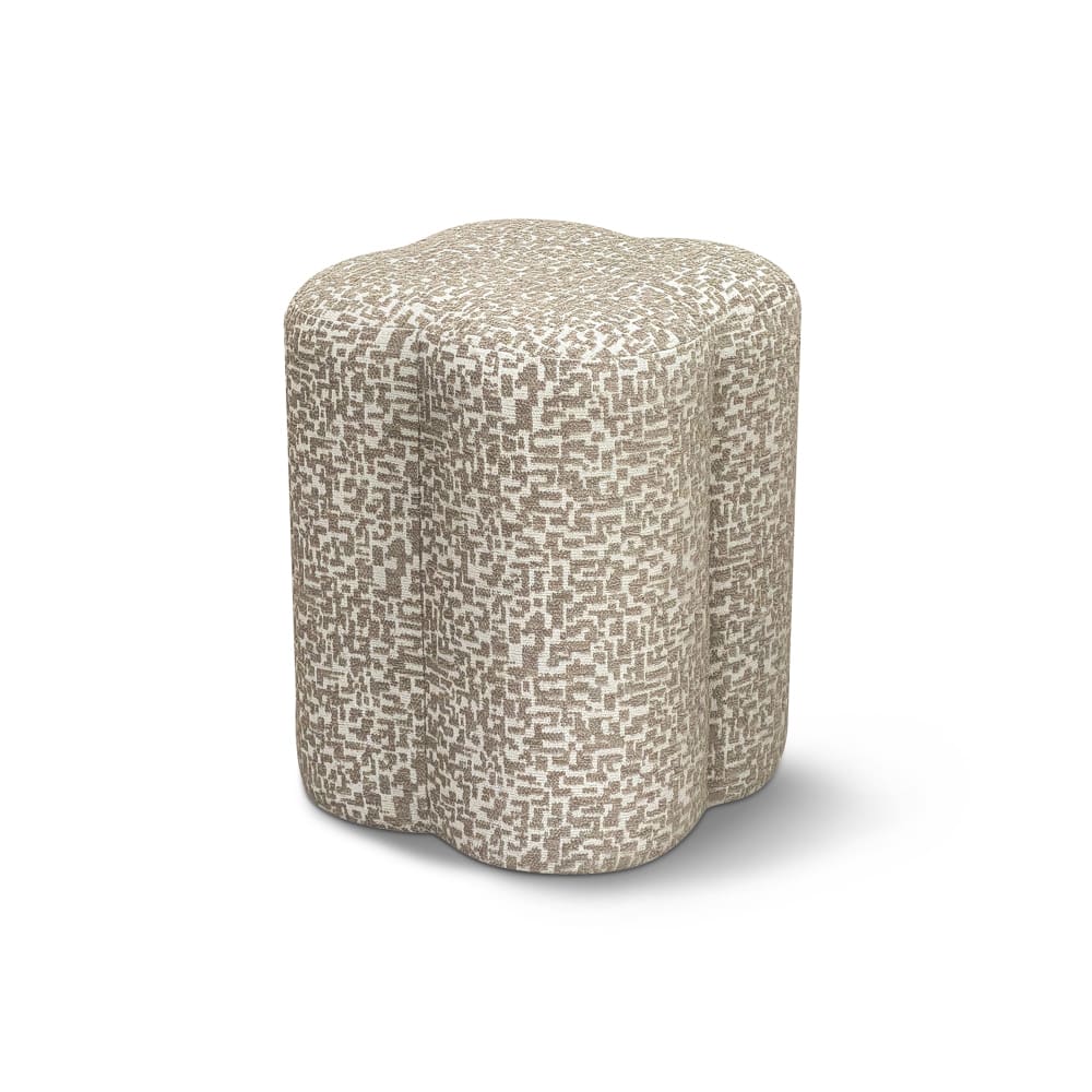 Pouf en tissu texturé à motif taupe Pouf en tissu texturé à motif taupe