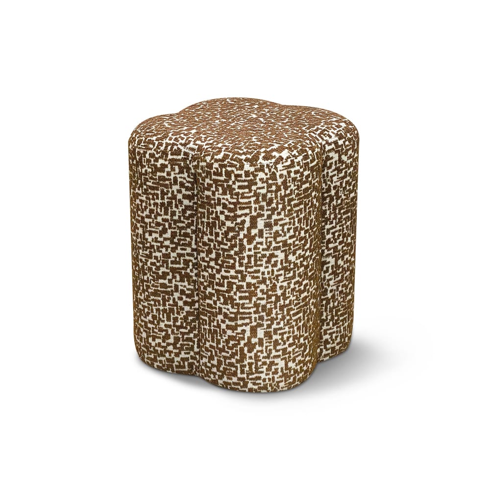 Pouf en tissu texturé à motif brun Pouf en tissu texturé à motif brun