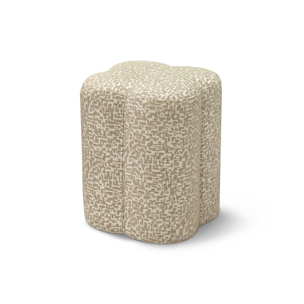 Pouf en tissu texturé à motif beige Pouf en tissu texturé à motif beige
