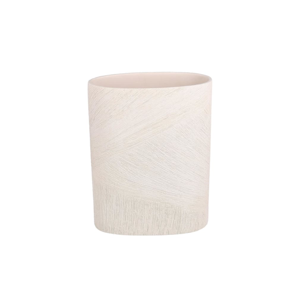 Vase beige en grès 18,5x8,5xh24,5cm