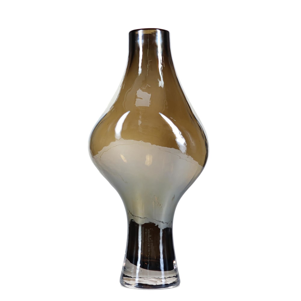Vase gris en verre 19xh38,5cm