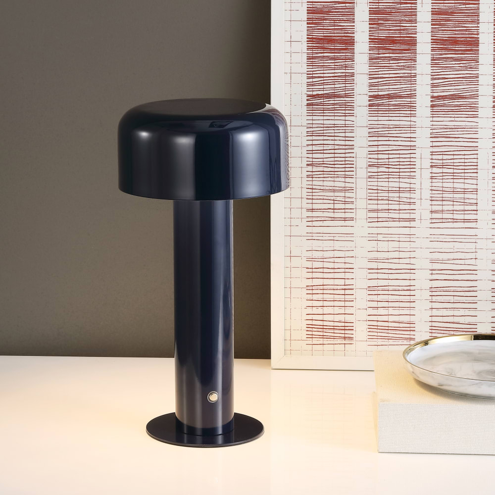 Lampe de table en métal/tissu, foncé bleu — vue 3