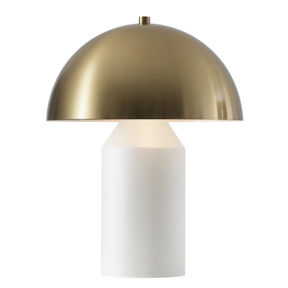 Lampe de table en métal/tissu, blanc
