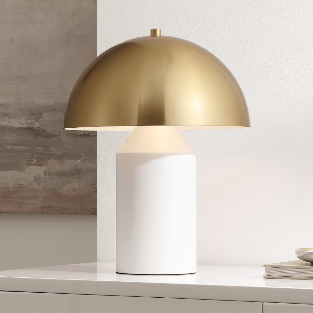 Lampe de table en métal/tissu, blanc — vue 3