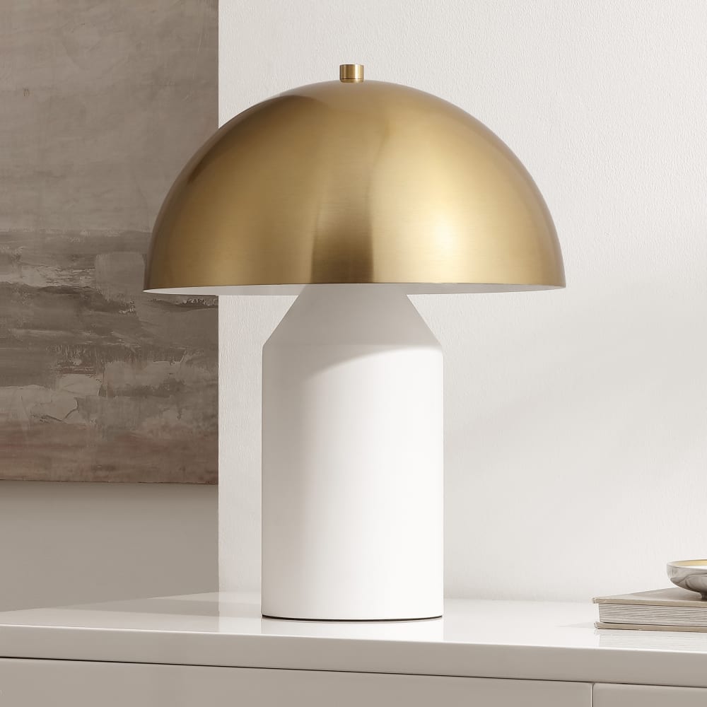 Lampe de table en métal/tissu, blanc — vue 4