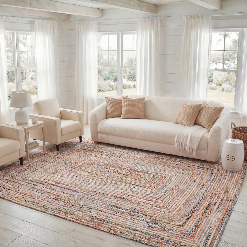 Safavieh Küstengebiete Jute-Teppich in Beige/Mehrfarbig, 152 x 152 cm style seaside Mehrfarbig Jute