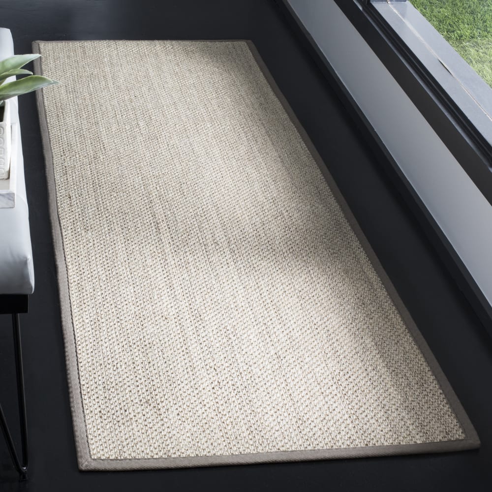 Tapis fibre naturelle en sisal blanc/vert, 76 x 244 cm — vue 4