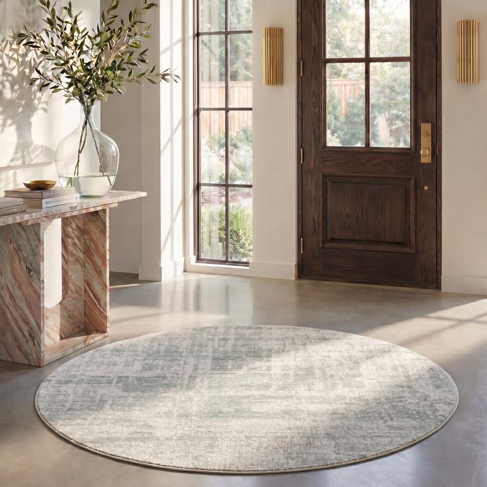 Tapis abstrait moderne en polypropylène vert/blanc, 183 cm — vue 3