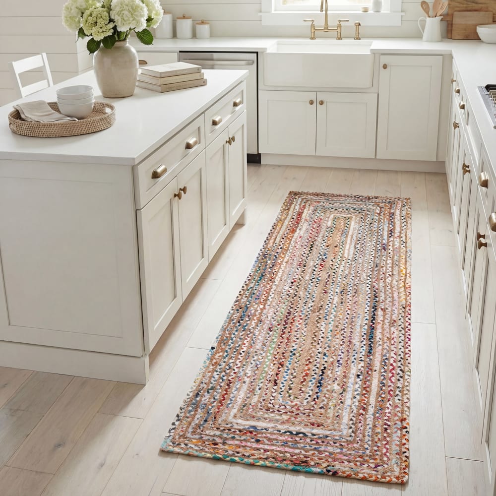 Küstengebiete Jute-Teppich in Beige/Mehrfarbig, 69 x 244 cm -