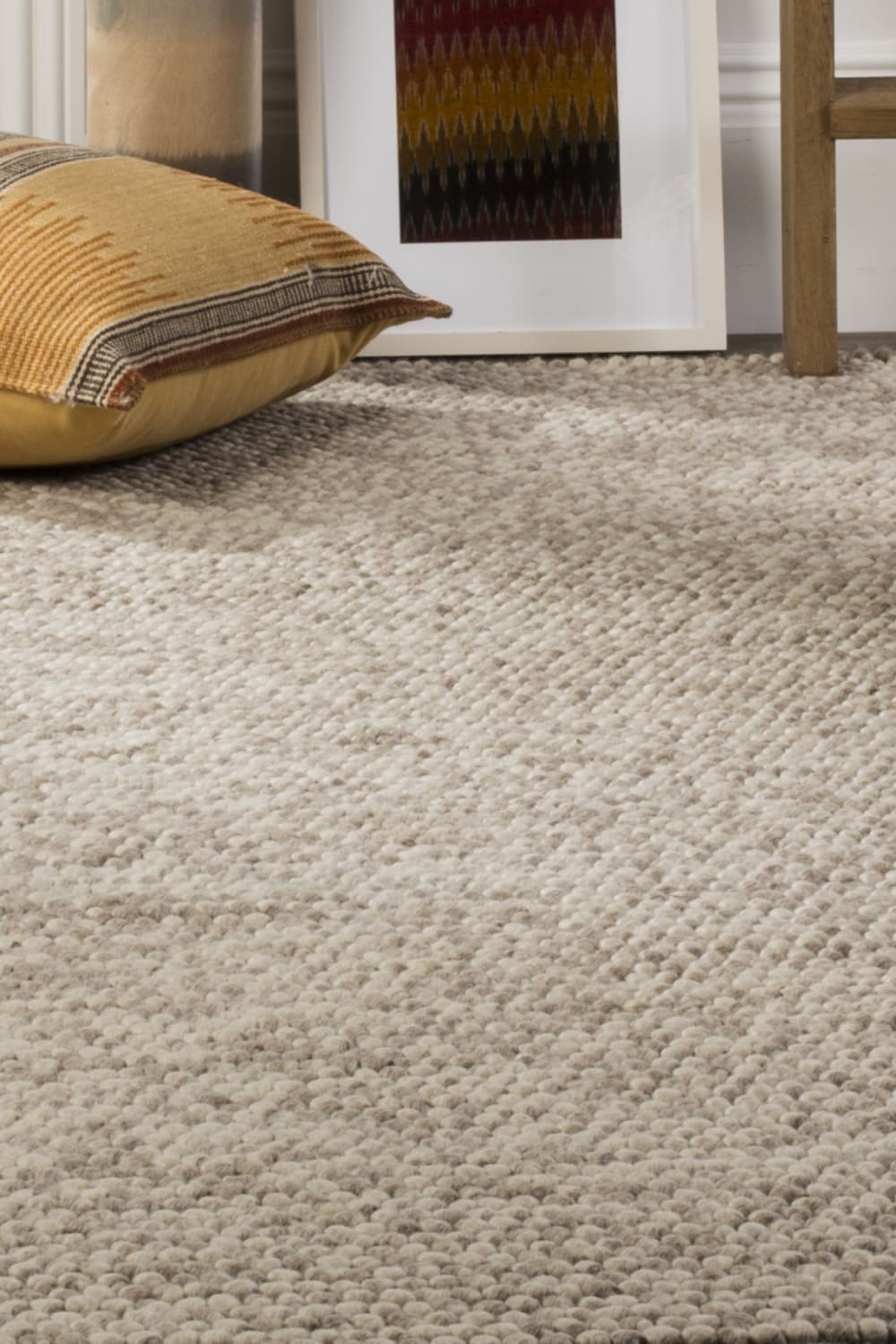Tapis fibre naturelle en laine beige, 152 x 244 cm — vue 4