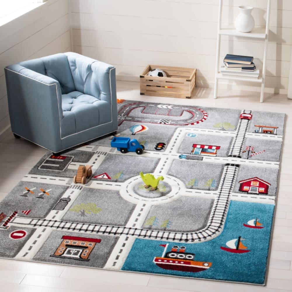 Tapis contemporain en polypropylène gris/blanc, 61 x 91 cm — vue 3