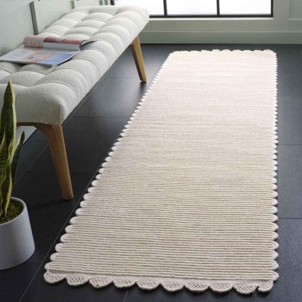 Tapis côtier en laine blanc, 69 x 244 cm — vue 3