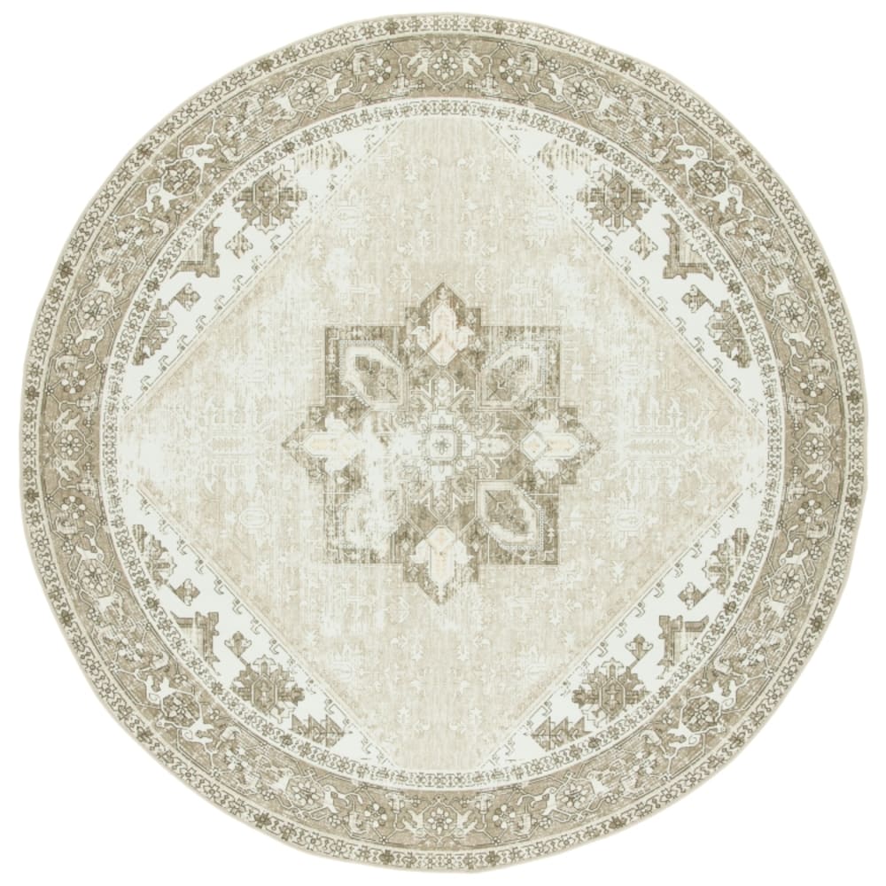Tapis traditionnel en polyester vert/blanc, 244 cm