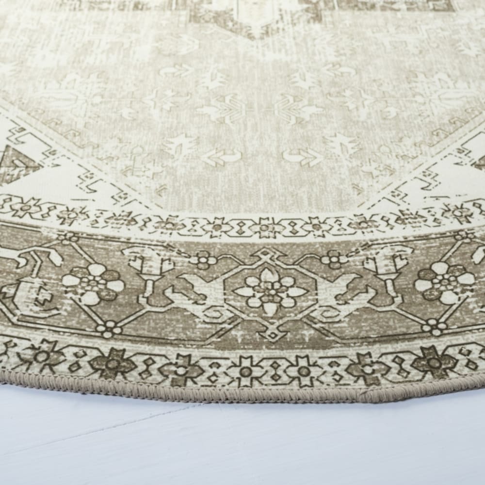 Tapis traditionnel en polyester vert/blanc, 244 cm — vue 4