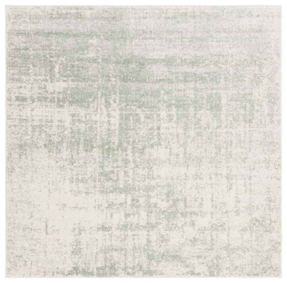 Tapis abstrait moderne en polypropylène vert/blanc, 183 x 183 cm