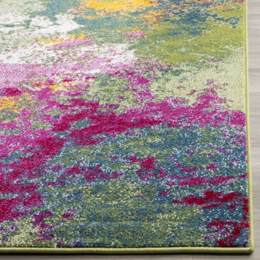 Tapis abstrait en polypropylène vert/rose, 69 x 183 cm — vue 4