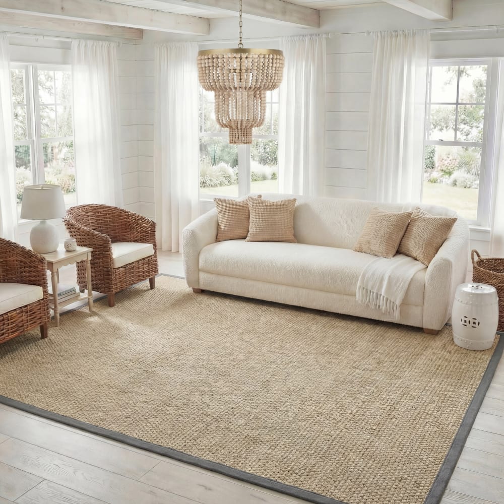 Tapis en herbiers marins beige/gris, 91 x 152 cm — vue 3