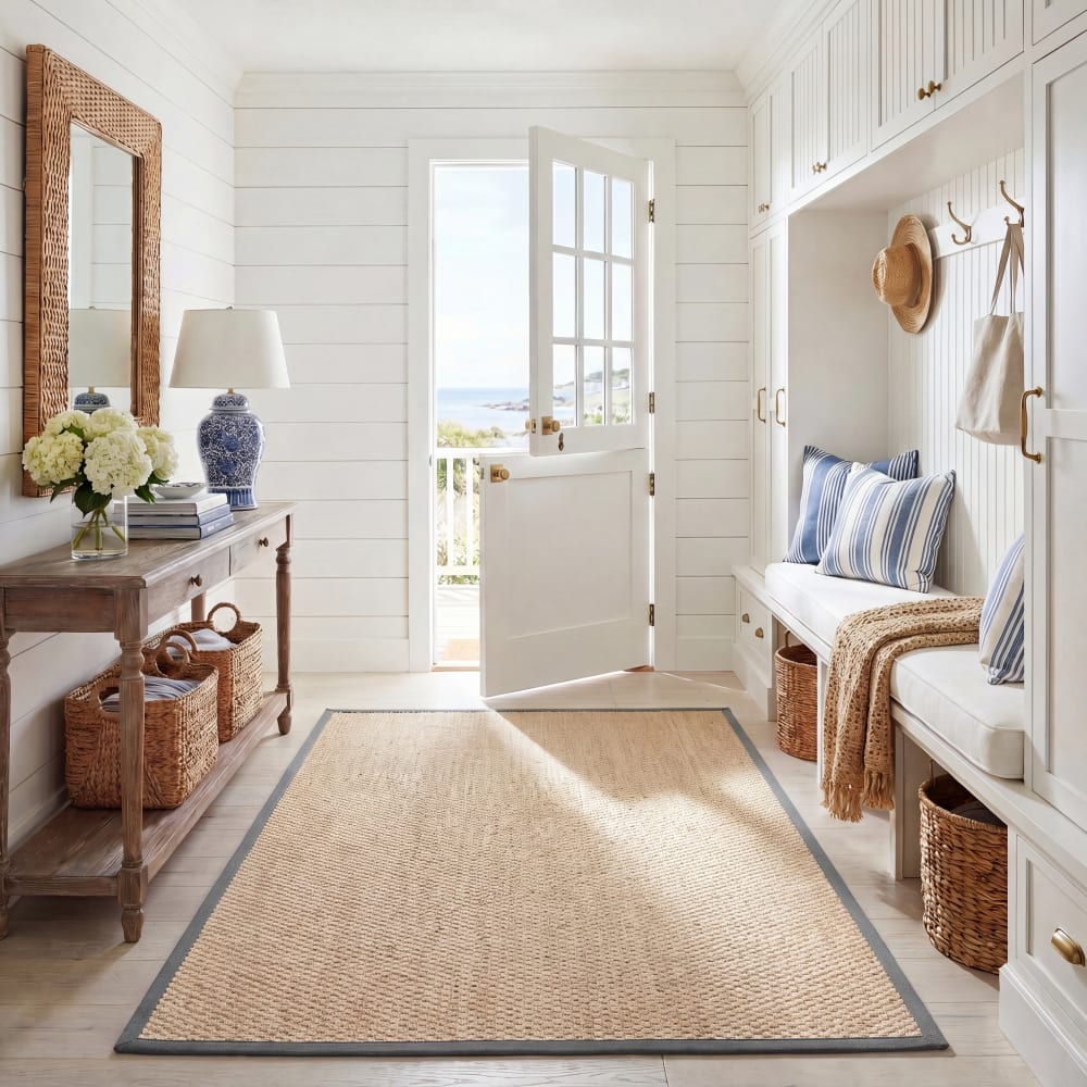 Tapis en herbiers marins beige/gris, 91 x 152 cm — vue 4