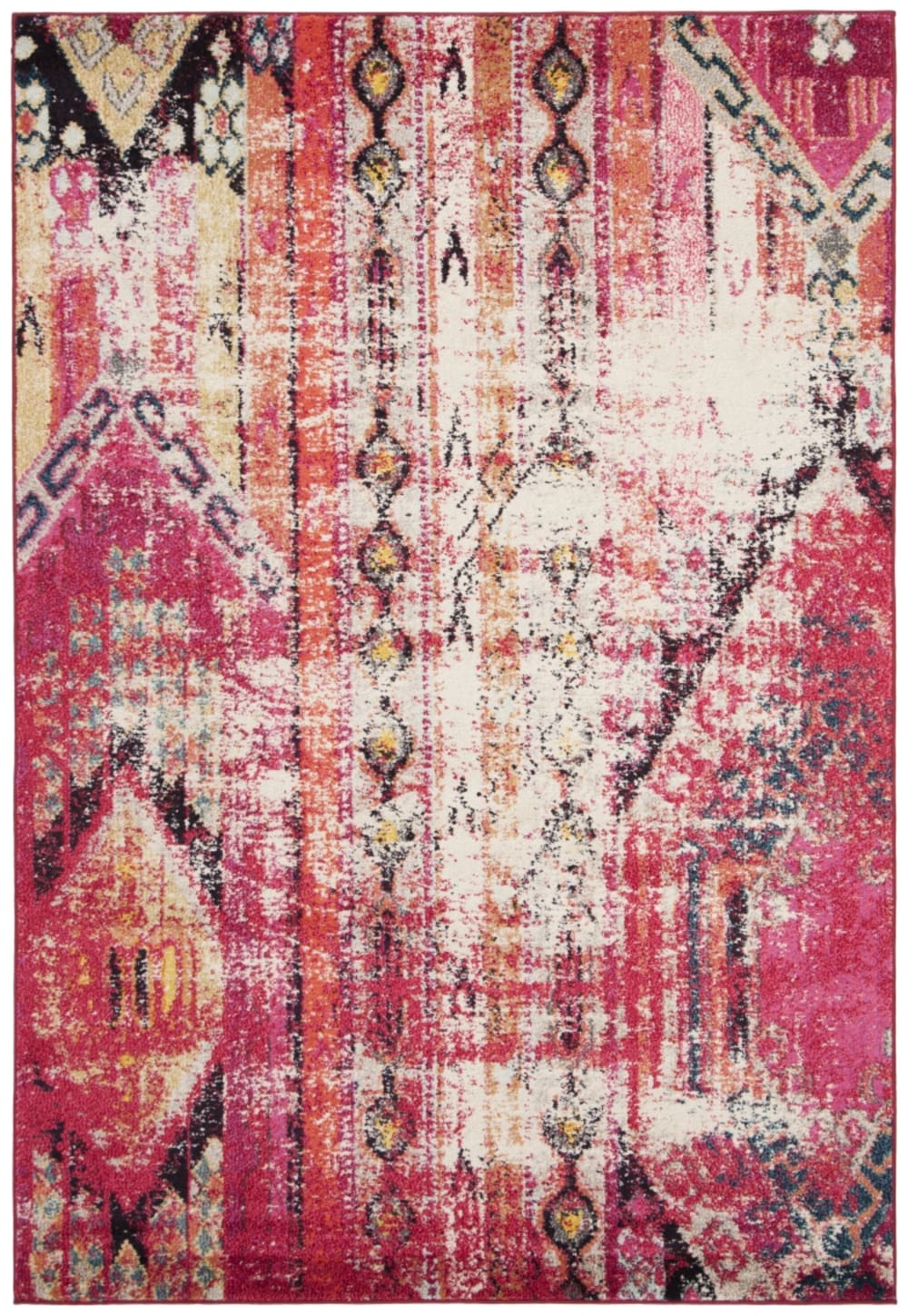 Tapis bohème chic en polypropylène rose/multicolore, 183 x 274 cm