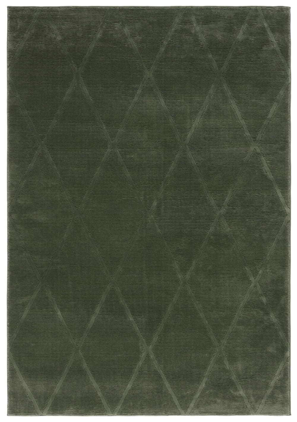 Tapis contemporain en polyester vert, 79 x 152 cm