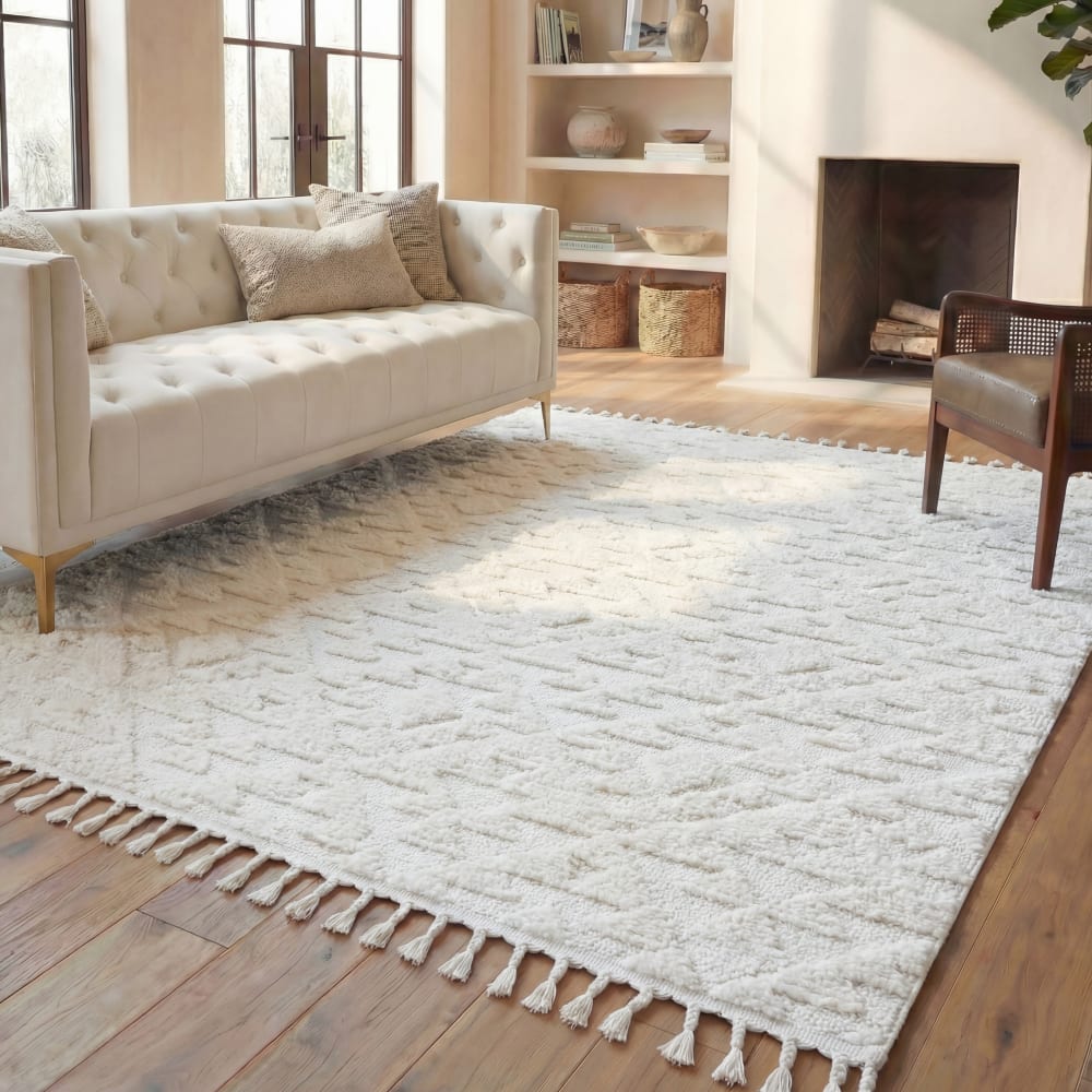 Polypropylen-Teppich in Weiß, 201 x 279 cm - Maisons Du Monde