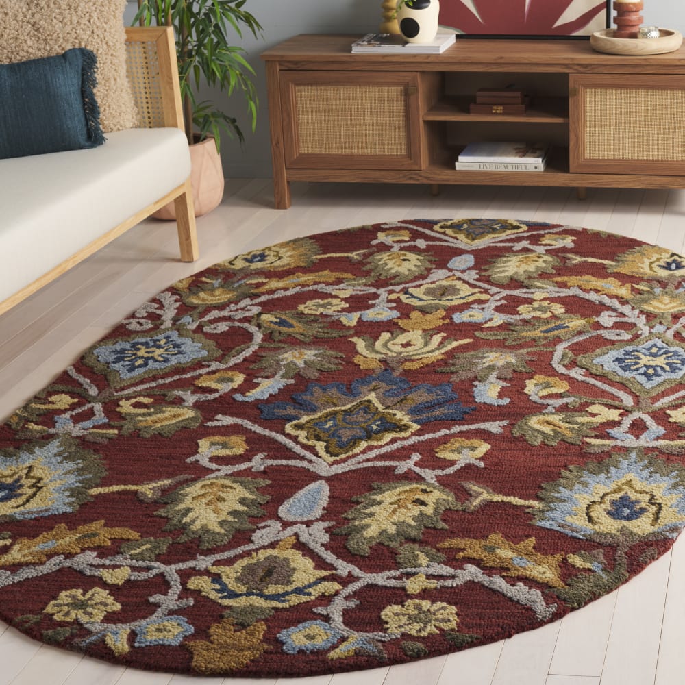 Tapis traditionnel en laine rouge/multicolore, 91 x 152 cm — vue 3