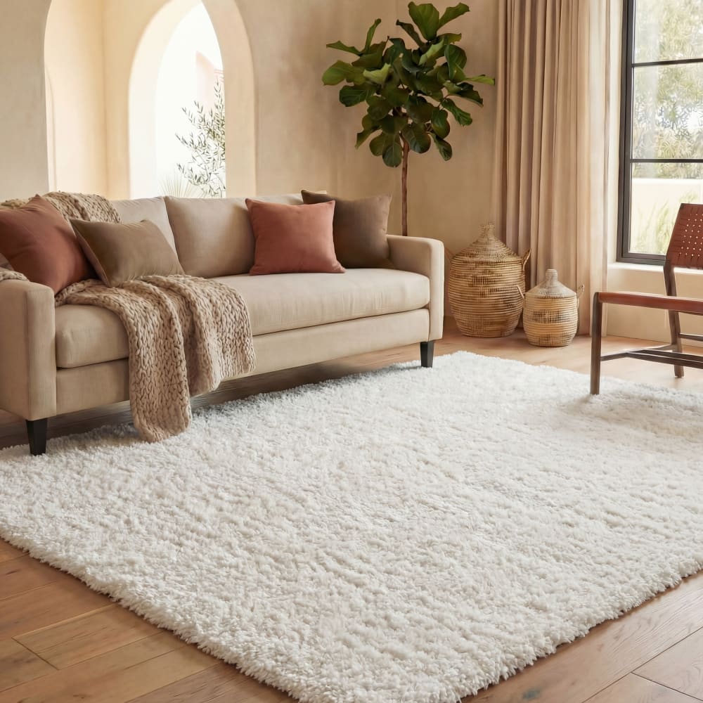 Tapis shag en polypropylène blanc, 183 x 244 cm — vue 3